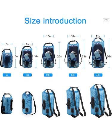 HEETA Waterproof Dry Bag for Women Men  5L/10L/20L/30L/40L Roll Top Lightweight Dry Storage Bag Backpack with Phone Case for Travel  Swimming  Boating  Kayaking  Camping and Beach Blue 5L - Buy Online on GoSupps.com