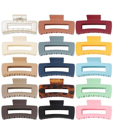 15 Pack Hair Claw Clips Big Hair Clips 4.1 Inch Rectangular Claw Clips for Women and Girls Non-slip Banana Jaw Clips