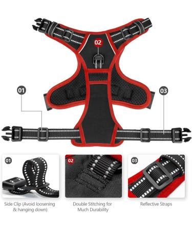 Phoepet Improved Dog Harness - Reflective Adjustable Vest with Training Handle 2 Metal Hooks & 4 Snaps (XL Black) - No Training Needed - Buy Online on GoSupps.com
