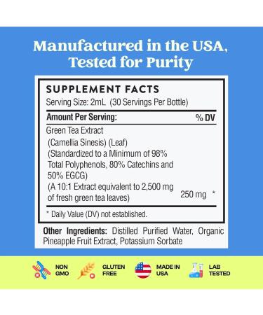 Green Tea Extract Liquid Drops - 1000mg - 50% EGCG - 2 fl. oz. Vegan Antioxidant Supplement for Skin, Heart, Brain Health & Memory Boost - Buy Online on GoSupps.com