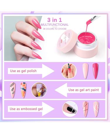 Morovan Gel Nail Polish Kit - 36 Colors DIY Manicure Set with Gel Brush and Spider Liner for Nail Art Design - Color Group A - Buy Online on GoSupps.com