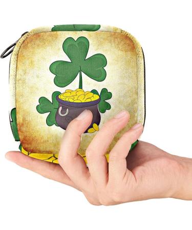 Menstrual Bag with Zipper for Women & Girls - Irish St. Patrick's Day Clover Design | Eco-Friendly & Stylish Travel Storage - Buy Online on GoSupps.com