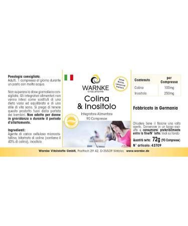 Vegan Choline Tablets with Inositol - 90 Tablets | Warnke Vitalstoffe - Buy Online on GoSupps.com
