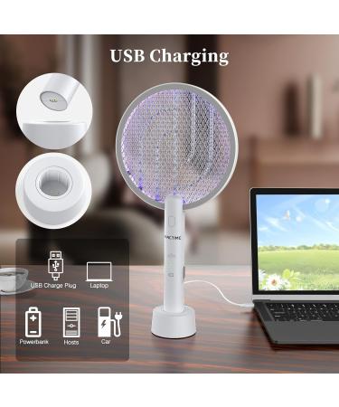 2-Pack TMACTIME Electric Fly Swatter Bug Zapper Racket - USB Rechargeable Base, 4000V High Grid, 3-Layer Safety Mesh - Ideal for Bedroom, Kitchen, Garden, and Outdoor - 2PCS - Buy Online on GoSupps.com