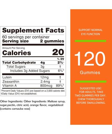 Nature's Key Lutein Gummies 12mg with Zeaxanthin & Vitamin A for Kids and Adults | Eye Health and Brain Function Supplement | Orange Flavor, 120Ct 120 Count (Pack of 1) - Buy Online on GoSupps.com