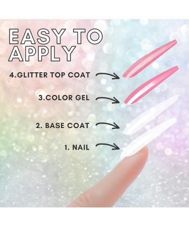 Makartt Glitter Gel Top Coat - 10ml No Wipe Pearl Nail Polish for Mermaid Shiny Finish - Long Lasting UV Gel Top for Acrylic Nails - Buy Online on GoSupps.com