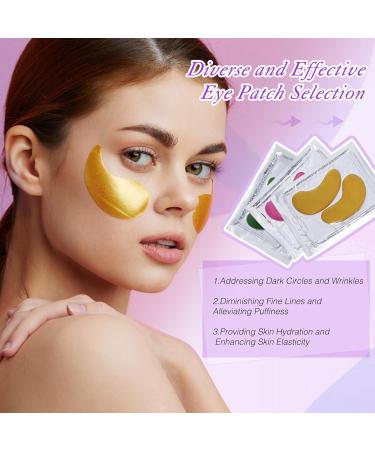 LZM Under Eye Gel Patches Natural Gel Eye Masks Under Eye Treatment Masks for Dark Circles Anti Wrinkle Puffy Eyes (Green Pink Gold) - Buy Online on GoSupps.com