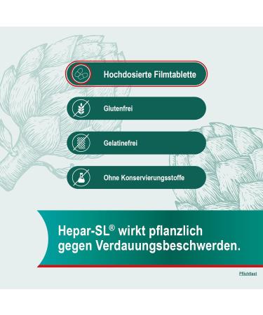 Hepar-SL 640 mg: Relief from Digestive Complaints | High-Dose Artichoke Extract | 20 Film-Coated Tablets for Flatulence & Fullness | For Ages 12+ - Buy Online on GoSupps.com