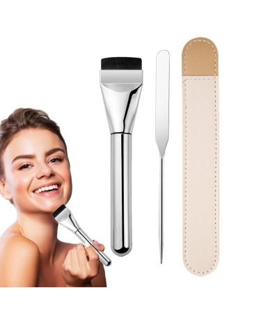 Skoulazeo Flat Concealer Brush - Aluminum Tube Liquid Makeup Brush Smooth Application Makeup Tool for Travel Business Trip Home Dormitory