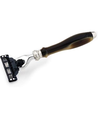 Horn Replica Razor & Holder Combo - Triple Edge Compatible German Stainless Steel Shaving Stand - Perfect Gift for Him - Buy Online on GoSupps.com
