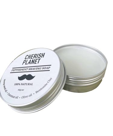 Natural Hemp & Coconut Oil Peppermint Shaving Soap in Reusable Metal Tin (Single)