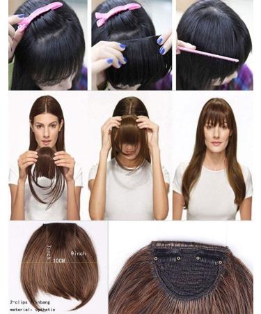 Clip In Bangs Hair Extension - Neat Front Fringe, Thick Hairpiece for Women - Light Brown - Buy Online on GoSupps.com