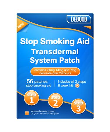 56 pcs Quit Smoking Patch Kit Step 1 2 and 3 Easy and Effective to Quit Smoking 21 14 7mg Stop Smoking Aids That Work Patches with 8 Week Smoking Cessation Products