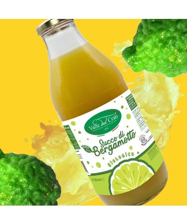 Valle del Crati Organic Calabrian Bergamot Juice | Fresh and Thirst-Quenching Drink | No Added Sugars and No Preservatives | 100% Pure Bergamot Juice | 12 bottles of 720ml - Buy Online on GoSupps.com