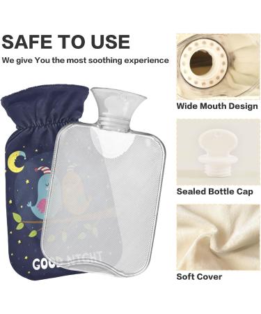 NAANLE Good Night Sleeping Birds Heat Bottle | 1L Transparent Hot Water Bottle for Bed | Hand & Foot Warmer | Pain Relief & Cold Therapy - Buy Online on GoSupps.com