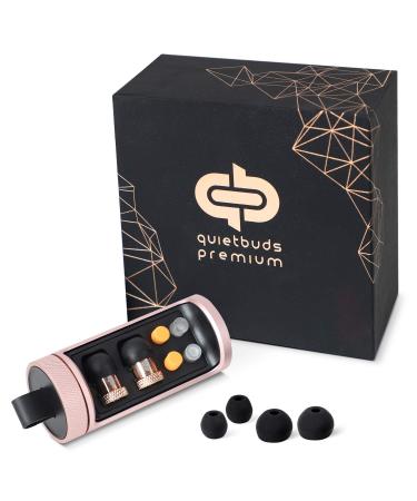 QuietBuds Premium Earplugs - Noise Reduction Ear Plugs with Advance Noise Filtering Technology for Studying Sleeping Blocking Harmful Sound | Hearing Protection Rose Gold Color