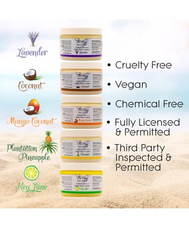 Keys Salt Scrub Premium Exfoliating Sea Salt Body Skin Scrub - Mango Coconut Travel Size 3.4 oz | Made with Pure Florida Sea Salt, Organic Oils, and Nutrients + Wooden Spoon | Pack of 1 - Buy Online on GoSupps.com
