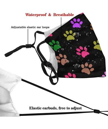 Roupaze Paw Print Washable Cloth Face Mask with Nose Wire & Filter Pocket - Reusable & Breathable with 10 PCS Filters | Doggy Paw Design - Buy Online on GoSupps.com