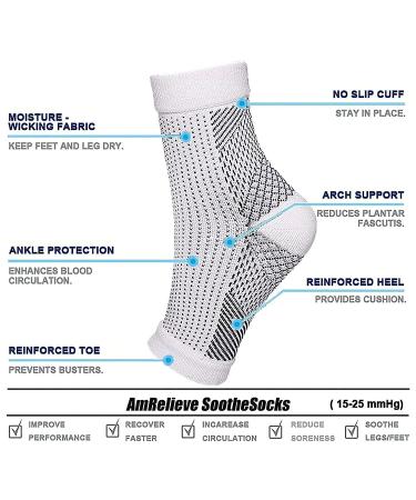 VQRZG Neuropathy Socks 4 Pairs for Women and Men - Soothe Relief Compression Ankle Brace for Plantar Fasciitis Sleeve (L/XL) - Buy Online on GoSupps.com