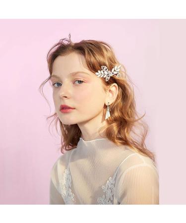 VIKASAUN RAST Bridal Hair Clips - Elegant Silver Leaf Wedding Hairpin with Crystal & Pearl - Ideal Hair Accessories for Brides - Buy Online on GoSupps.com