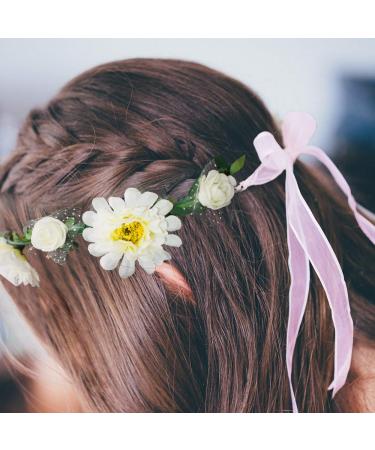 SnailGarden 6Pcs Adjustable Floral Headbands - Rose Flower Crown Wreath for Women, Girls, Teens - Bridal Halo Garland Headpiece with Ribbon for Birthday Party - Buy Online on GoSupps.com