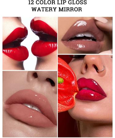 INTEROOKIE Makeup Water Gloss Lip Glaze Mirror Lip Honey Liquid for Natural and Long Lasting Moisturizing NonFading Lip Color 12 - Buy Online on GoSupps.com