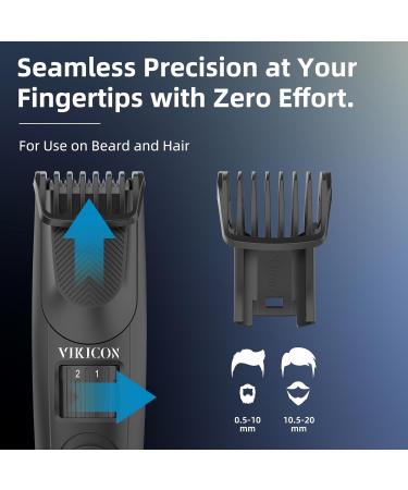 VIKICON Beard Trimmer for Men Electric Hair & Stubble Clipper 40 Length Settings Rechargeable Facial Trimmers w/2 Combs Professional Self Sharpening Blades 150 min Cordless Usage Gift for Men - Buy Online on GoSupps.com
