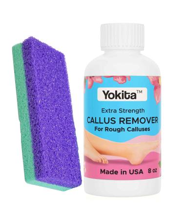 Yokita Professional Callus Remover Gel for Feet And Foot Pumice Pad Scrubber Kit Remove Hard Skins Heels and Tough Callouses from feet Quickly and Effortless (1 Bottle) (8 Ounce) 8 Ounce (Pack of 1)