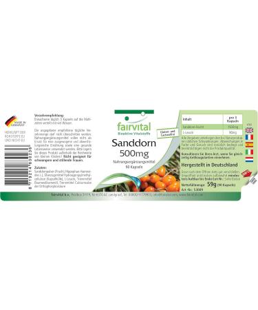 Fairvital | Sea Buckthorn Extract 500mg - High dosed - VEGAN - Hippophae rhamnoides - 90 capsules - Buy Online on GoSupps.com