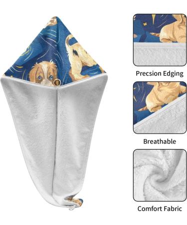 Cute Cartoon Puppies Hair Towel 2 Pack Super Absorbent Quick Dry Turbans for Women & Girls - Buy Online on GoSupps.com