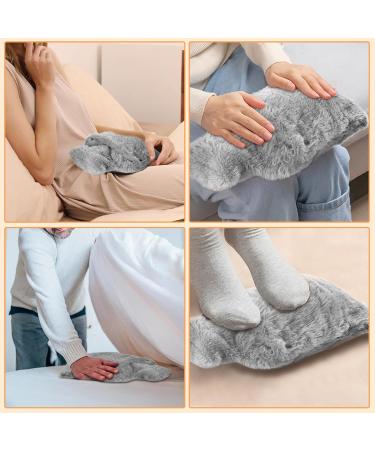 2L Hot Water Bottle with Fluffy Cover - Hot/Cold Compress for Pain Relief - Grey - Buy Online on GoSupps.com