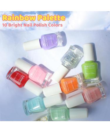 Kids Nail Polish Set - Non-Toxic Quick Dry 10 Rainbow Colors | Peel Off Water Based Nail Polish for Girls & Toddlers - Safe Fun Nail Art Toys - Buy Online on GoSupps.com