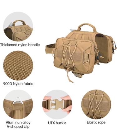 EXCELLENT ELITE SPANKER Tactical Military Dog Saddle Bag Harness Saddlebag Backpack for Medium Large Dogs(Brown L) L Brown - Buy Online on GoSupps.com