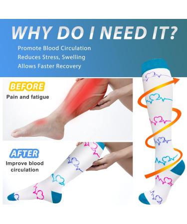 Aoliks Graduated Compression Socks 20-30 mmHg for Running Nurses Travel - Pink/Green/White/Black/Blue - Large/X-Large - Buy Online on GoSupps.com