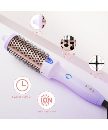 K&K 1.5 Inch Thermal Brush - Volumizing Heated Curling Iron with Ceramic Tourmaline - Quick Heating & Dual Voltage - Silky Smooth Hair - Purple - Buy Online on GoSupps.com