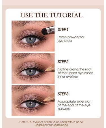 Nude Beige Black White Water Line Gel Eyeliner Pencil-3Pcs Smooth Easy-to-Sharpen Pencil Waterproof Smudge-Proof Cream Eye Liner Waterline Brightener Pen Longlasting Eye Makeup Gift for Older Women - Buy Online on GoSupps.com