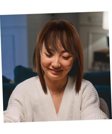 FRCOLOR Piece Invisible Wig Work Party Synthetic Hair Stylish Wigs Hair Extensions for Short Hair Human Hair Toppers for Women Air Bangs Reissue Block Miss Chemical Fiber 25.00X14.00X13.00CM Light Brown - Buy Online on GoSupps.com