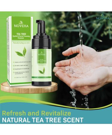Noheva Tea Tree Oil Foaming Cleanser for Eyelash & Lid Irritations | Organic Ingredients for Stye Eyes & Dryness | All Skin Types | 100ml (Pack of 2) - Buy Online on GoSupps.com