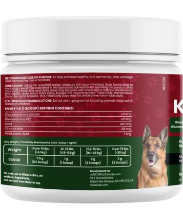miNATURALS Premium Glucosamine Joint Powder for Dogs Arthritis Pain Relief & Hip Dysplasia Support Reduces Inflammation with Glucosamine Chondroitin MSM and Hyaluronic Acid - Buy Online on GoSupps.com