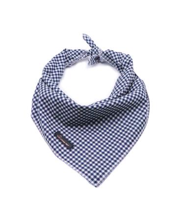 ARING PET Dog Bandana, Cotton Dog Bandanas Dog Triangle Bibs Scarf for Small to Large Dogs and Cats Large (Pack of 1) navy plaid