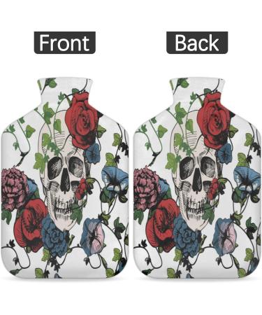 2L Hot Water Bottle for Pain Relief | Sugar Skull Flower Roses | PVC Warm-Up Bag for Cold & Heat Therapy Menstrual Cramps Foot & Hand Warmer - Buy Online on GoSupps.com