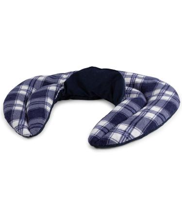 Cozy Neck Pillow with Stand-Up Collar & Heat Pad - St. Johns Wort & Flannel Check Blue - Perfect for Relaxation & Travel - Buy Online on GoSupps.com
