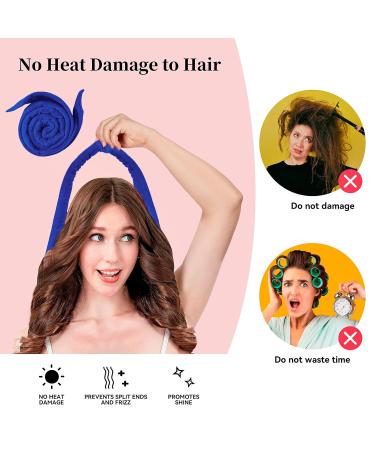 Heatless Curlers Set - 60 Extra-Long Hair Bands for Overnight Curls | Locken Winders for Medium to Long Hair (Dark Blue) - Buy Online on GoSupps.com