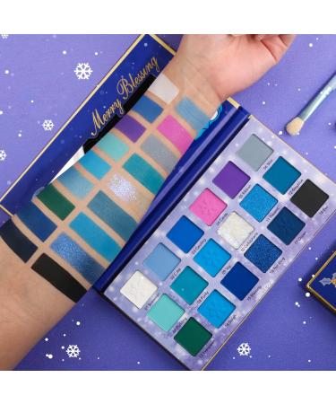 Blue Purple Eyeshadow Palette - 18 Highly Pigmented Matte & Shimmer Shades | Waterproof Christmas Makeup Palette for Girls - Buy Online on GoSupps.com