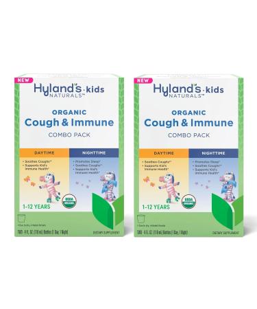 Hyland's Kids Organic Cough and Immune Day and Night Combo Pack Eases Coughs Supports Immunity Promotes Sleep Two 4 Fl Oz. Bottles (8 fl oz) (Pack of 2)