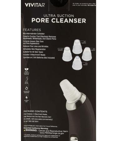 Vivitar Blackhead Remover Vacuum - Electric Pore Cleanser Kit with Rechargeable Suction Tool and 3 Heads for Comedo Removal - Suitable for All Skin Types (Black) - Buy Online on GoSupps.com