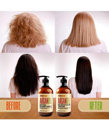 Moroccan Argan Oil Shampoo and Conditioner Set - SLS Sulfate Free - Ideal Gift for Damaged, Dry, Curly, or Frizzy Hair - Thickening Formula for Fine/Thin Hair - Safe for Color & Keratin Treated Hair - Buy Online on GoSupps.com