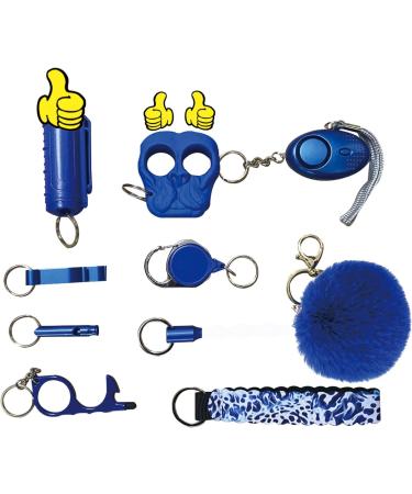 Women's Safety Keychain Set with Personal Alarm, Pom Pom, Lip Balm, Lanyard - Blue - Buy Online on GoSupps.com