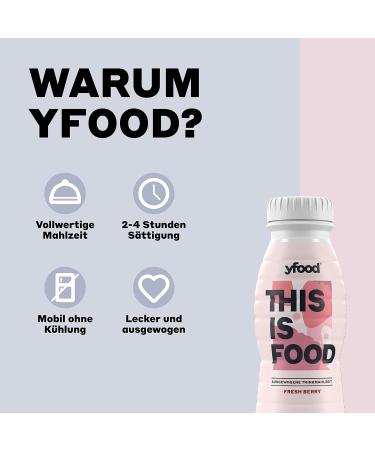 Yfood Drink Fresh Berry - Delicious On-the-Go Meal Replacement | 22g Protein 26 Vitamins & Minerals | 8 Pack (330ml) - 2.00 Deposit Included - Buy Online on GoSupps.com