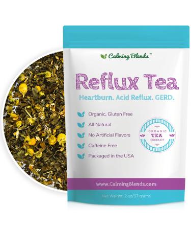 Calming Blends Acid Reflux Loose Leaf Tea | Acid Reflux Heartburn & Indigestion | Caffeine-Free | 36 Cups